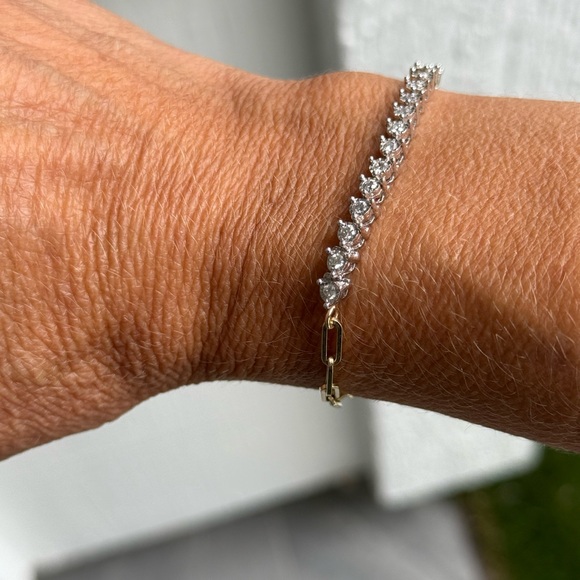 Diamond and paperclip tennis bracelet - Picture 8 of 14